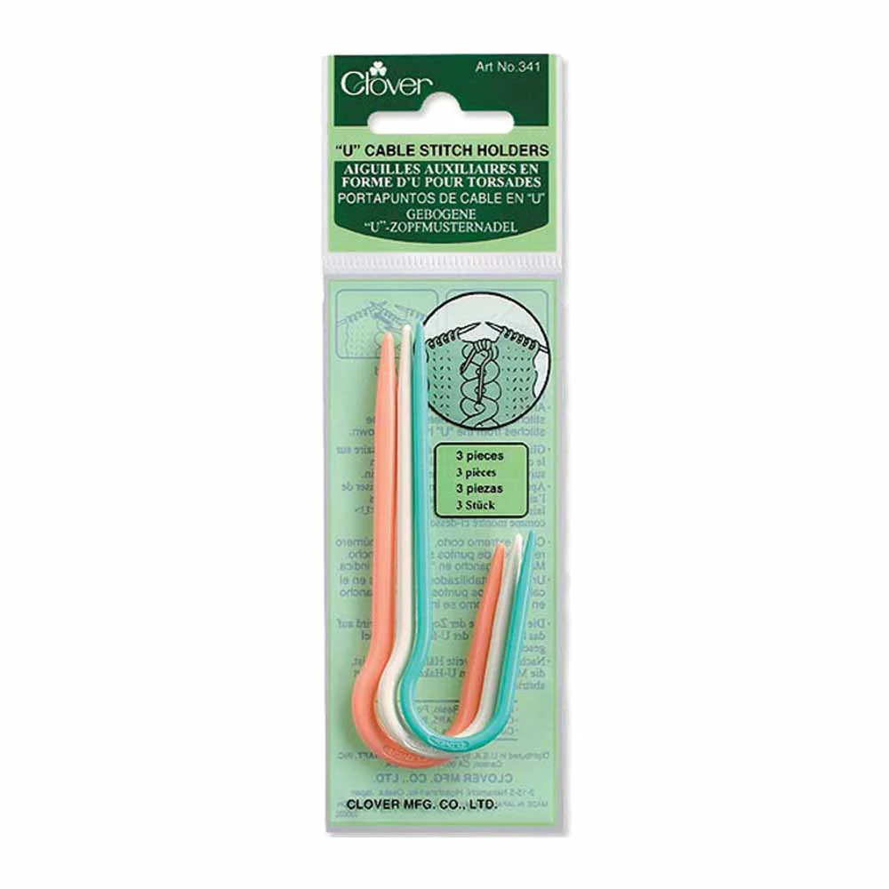 "U" Cable Stitch Holders Assorted - 3ct - Clover 341