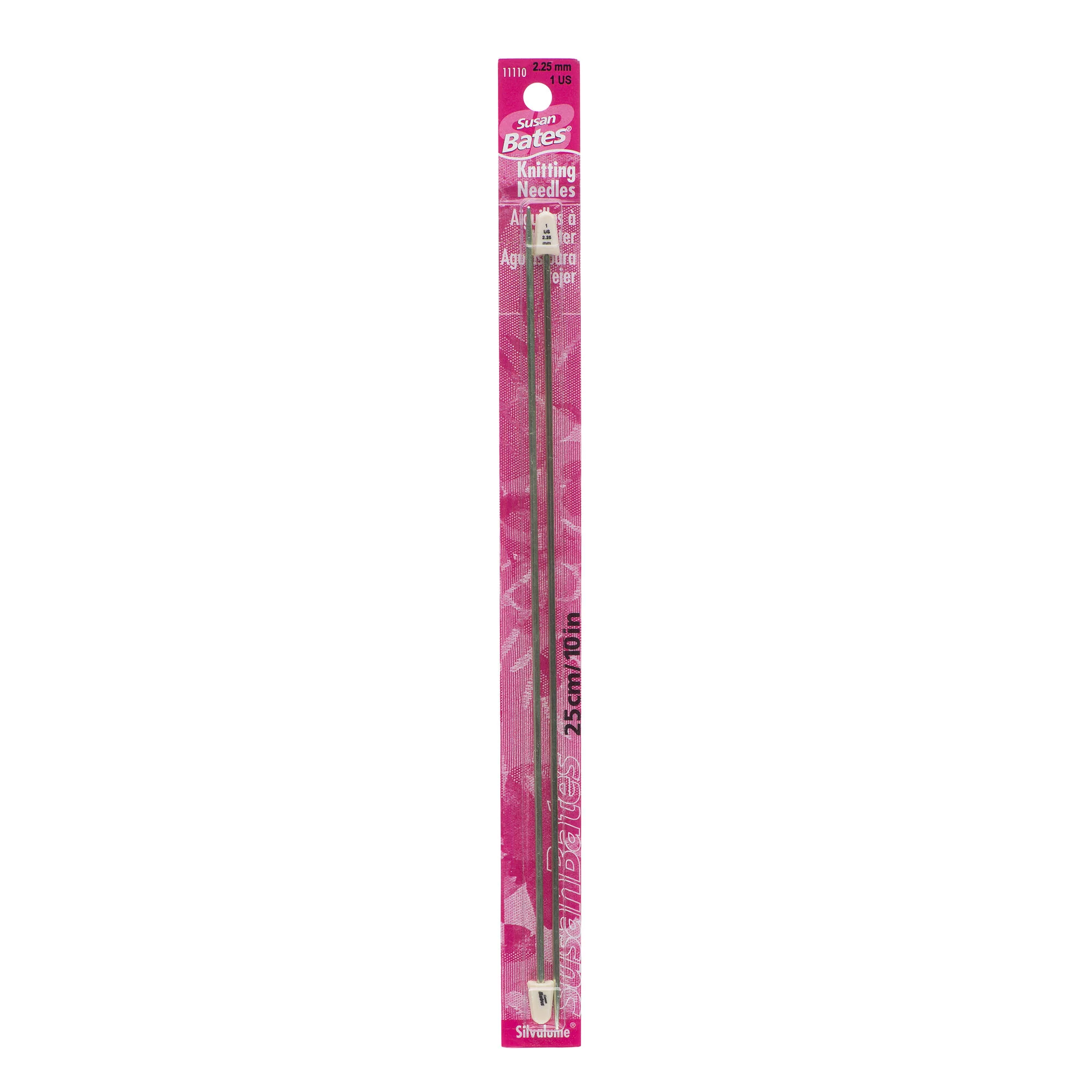 Aluminum Knitting Needles - 10" (25cm) - Silvalume/Susan Bates