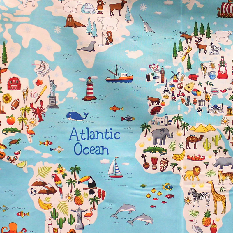 Around the World Panel - 24" x 45" - 100% Cotton
