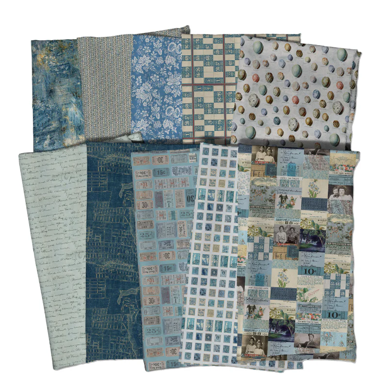 Palette Blue - 44" - 100% cotton - Tim Holtz