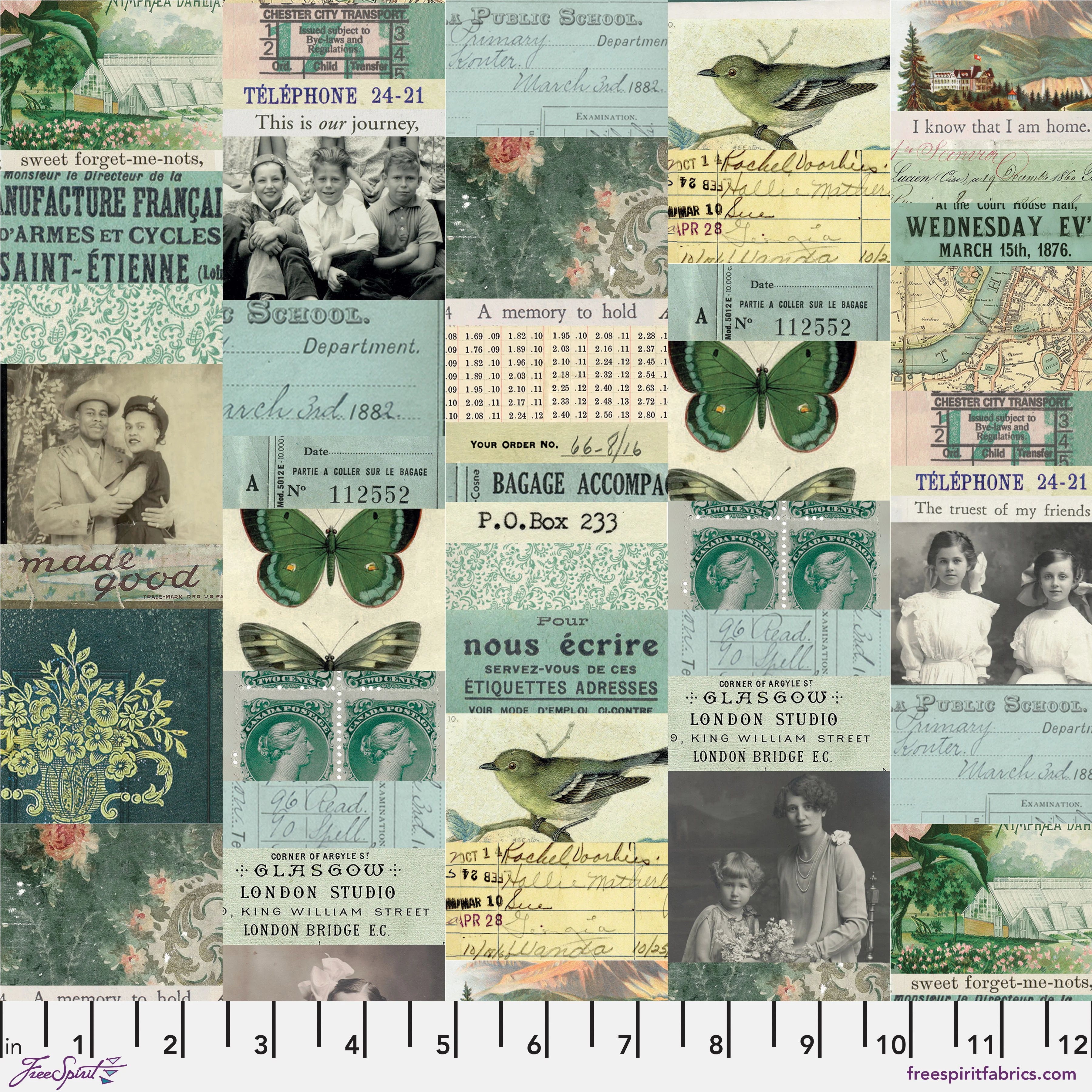 Palette Teal - 44" - 100% cotton - Tim Holtz - Image 3