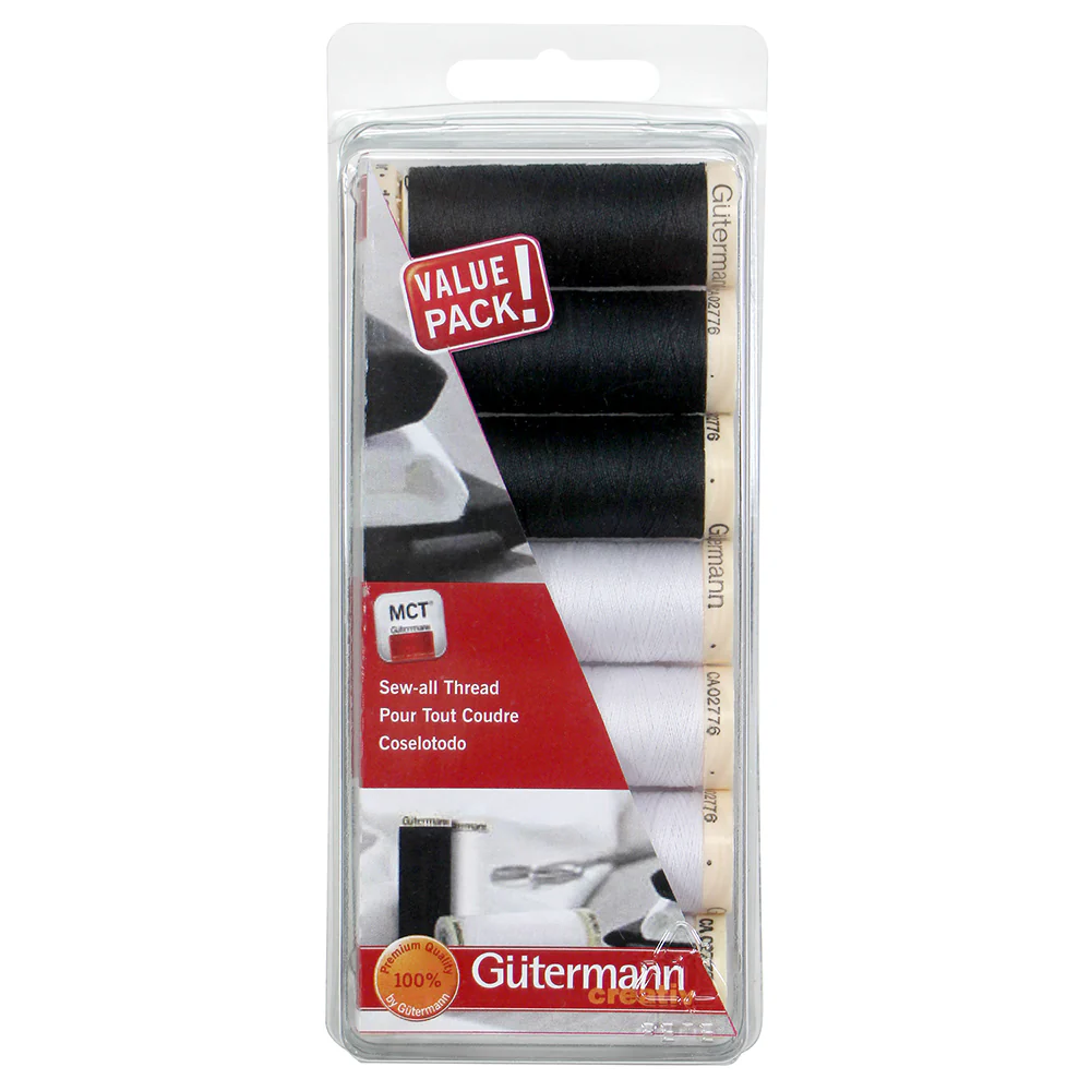 Sew All Thread Set (Black & White) - 7pc, 100m - Gutermann