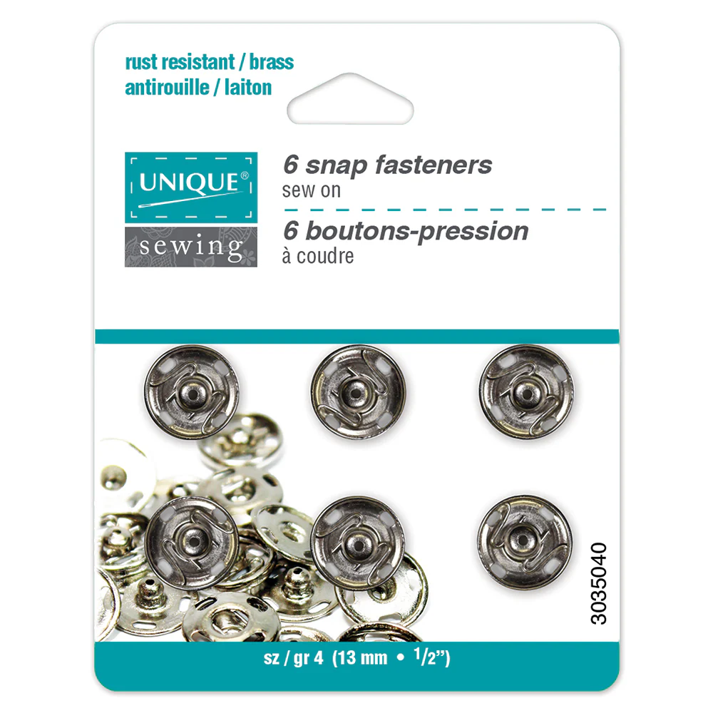 Sew on Snap Fasteners - 13mm - 6ct - UNIQUE