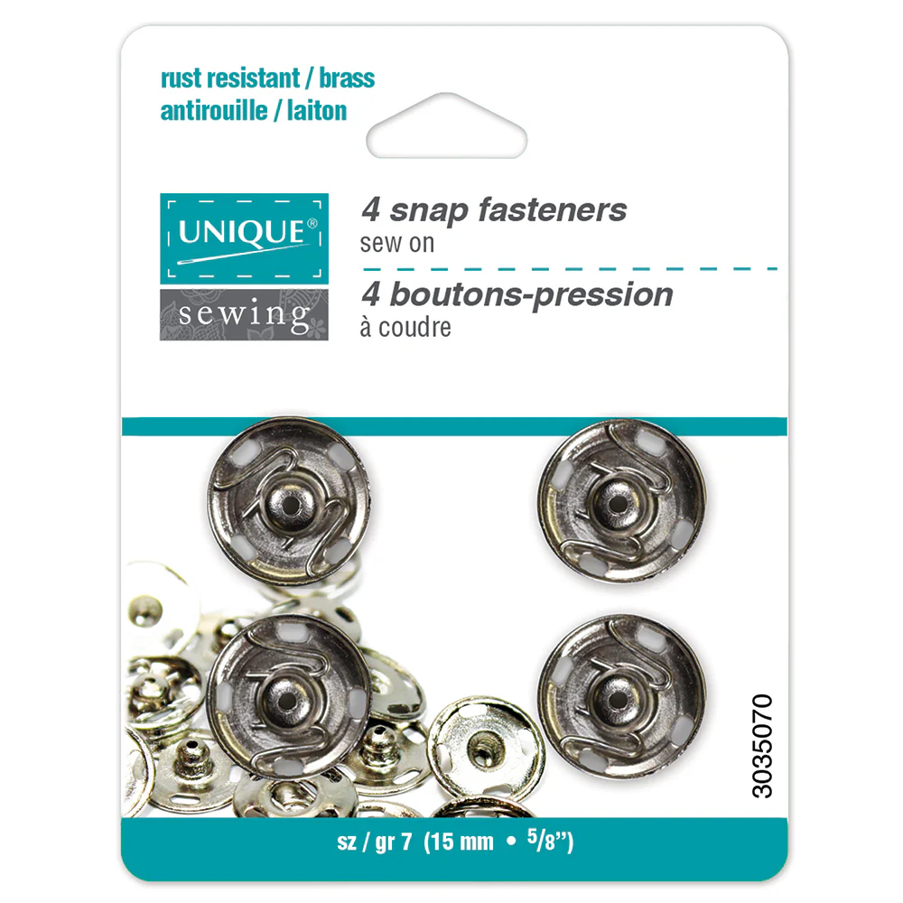 Sew on Snap Fasteners - 15mm - 4ct - UNIQUE