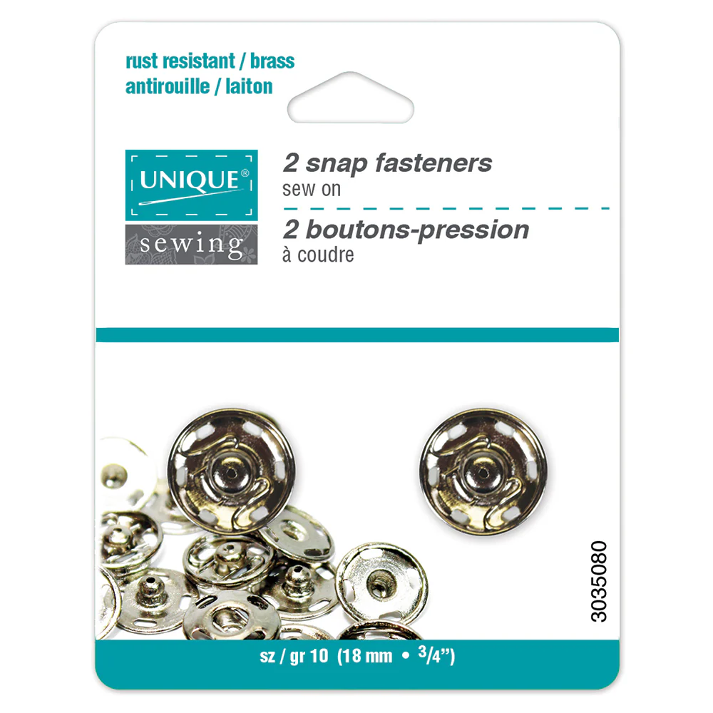 Sew on Snap Fasteners - 18mm - 2ct - UNIQUE