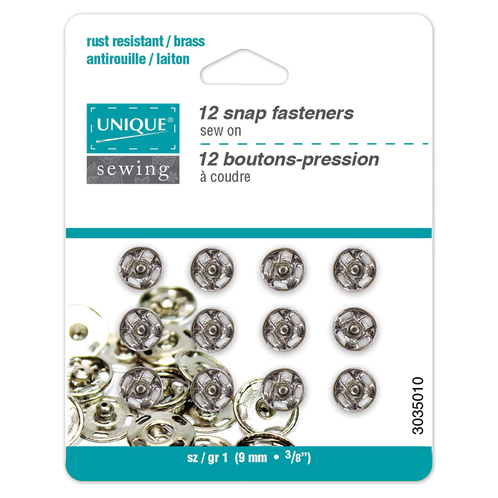 Sew on Snap Fasteners - 9mm - 12ct - UNIQUE