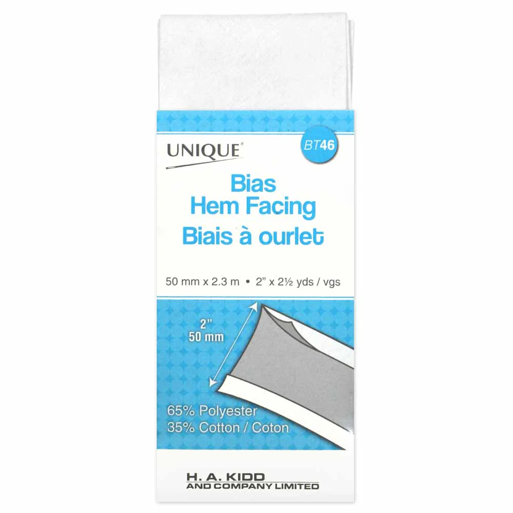 Bias Hem Facing Precut - 50mm x 2.3m - Unique Brand