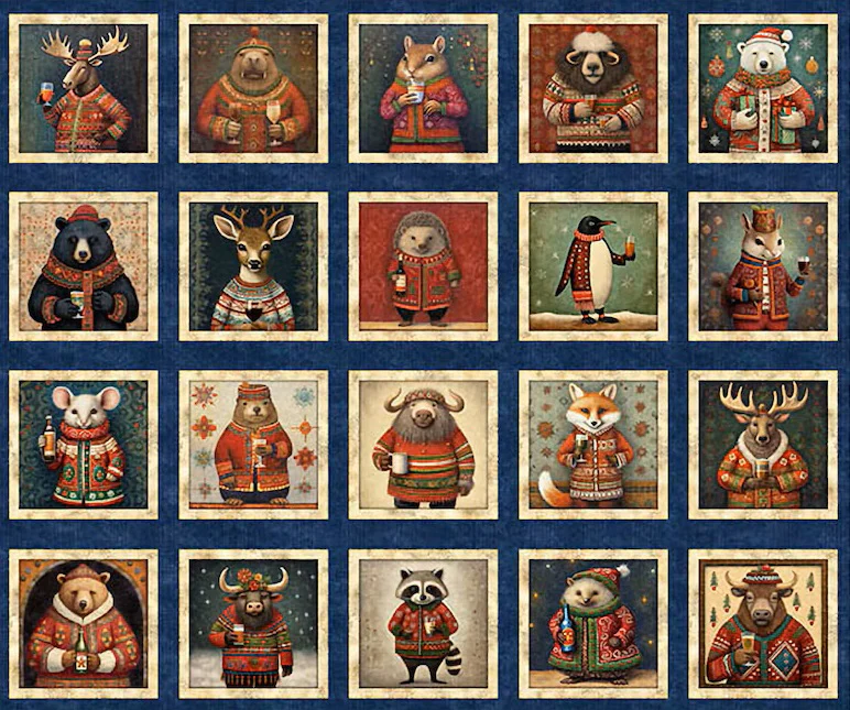 Christmas Party Animals - 45" - 100% cotton - Image 2