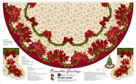 Poinsettia Greetings - 100% cotton - Image 3