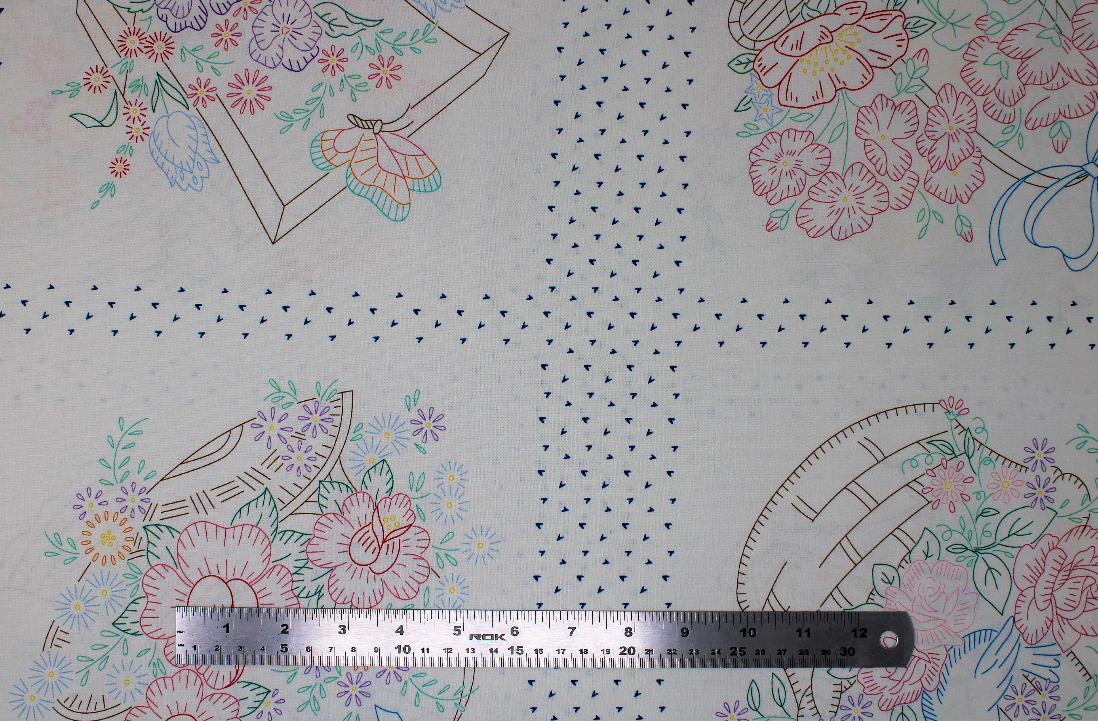 Baskets of Blooms Panel 24 x 45" - 100% Cotton - Image 2
