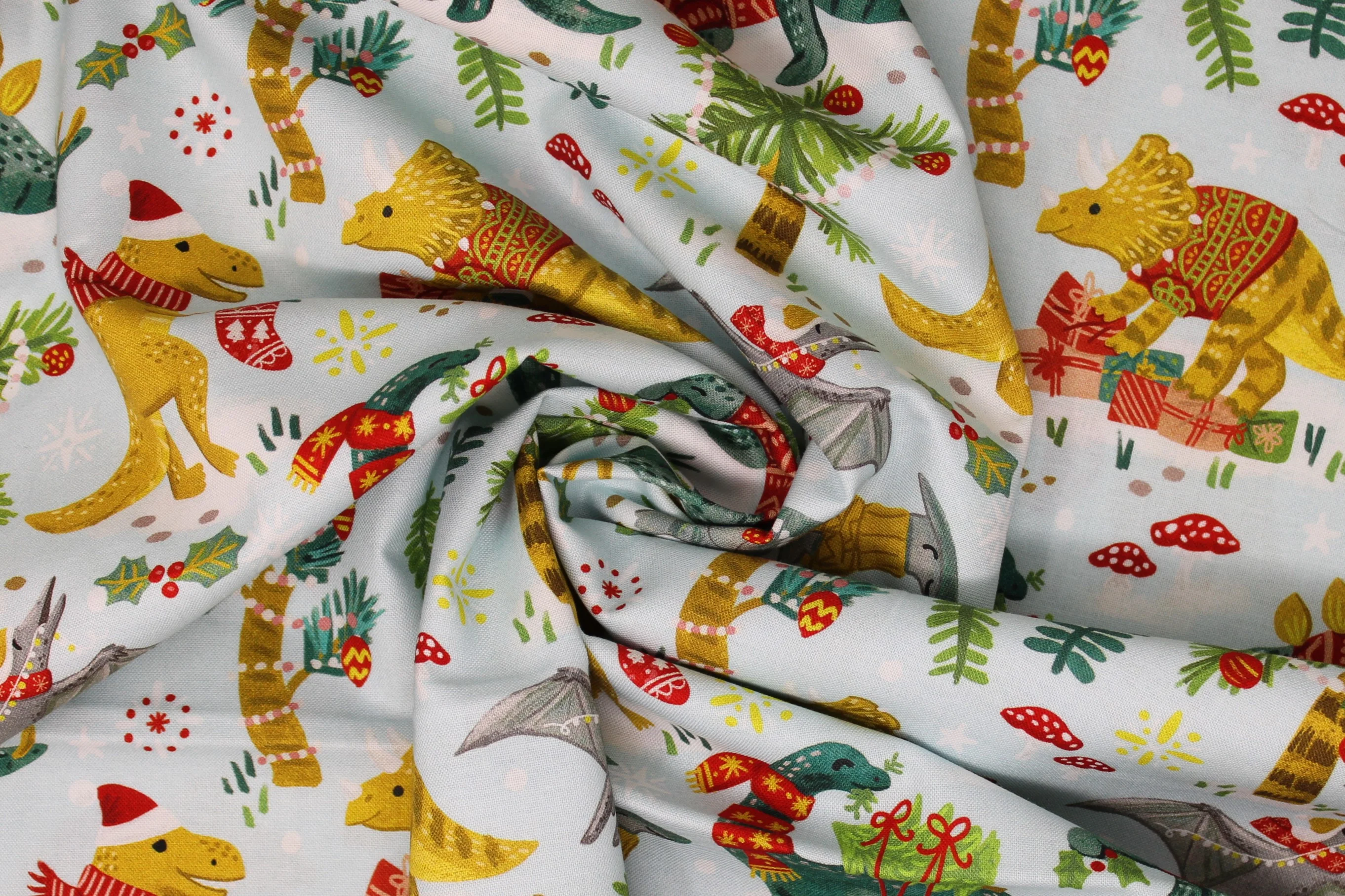 Cozy Holiday Holiday Dinos - 45" - 100% cotton - Image 3
