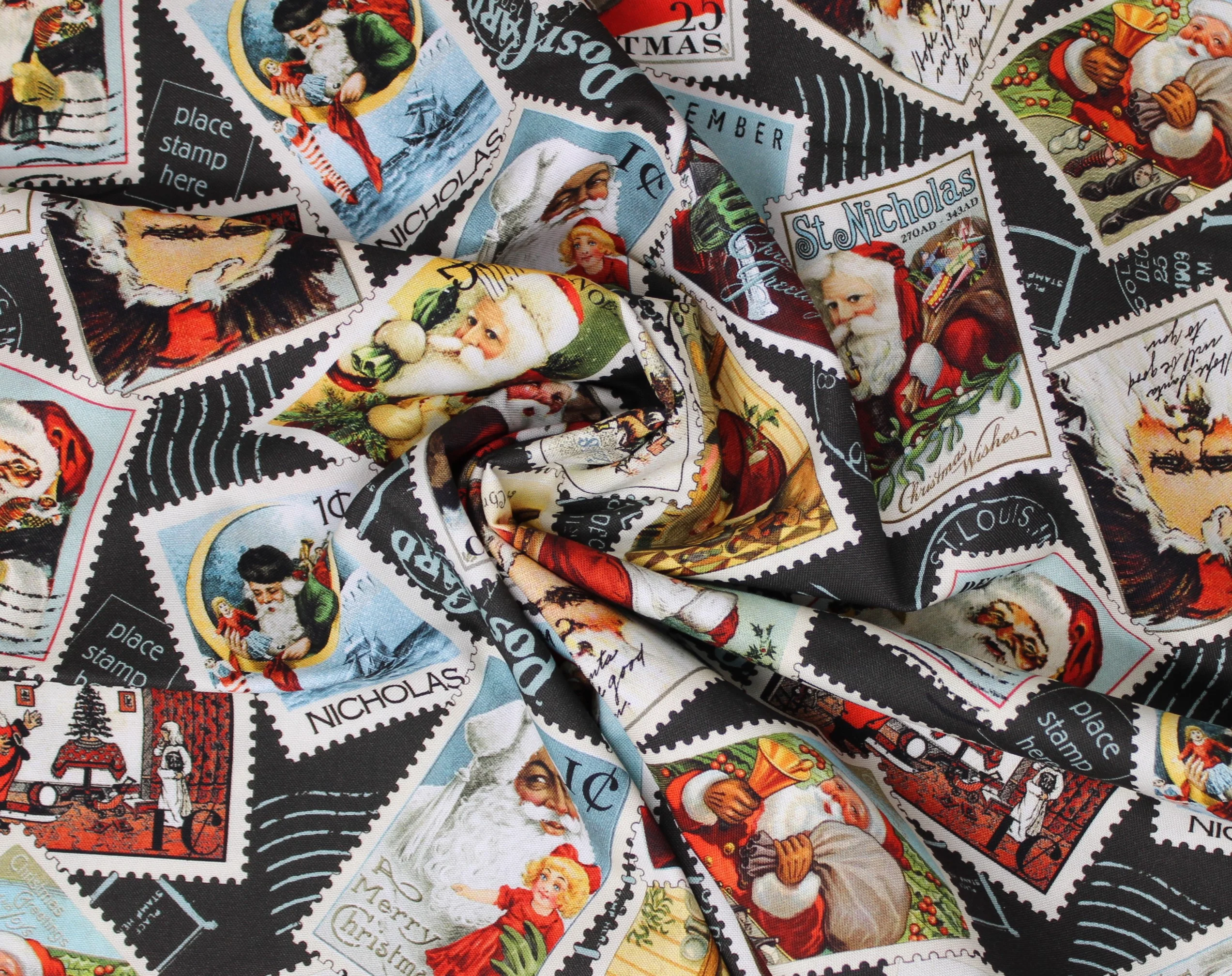 St. Nicholas Santa Stamps - 45" - 100% cotton - Image 3