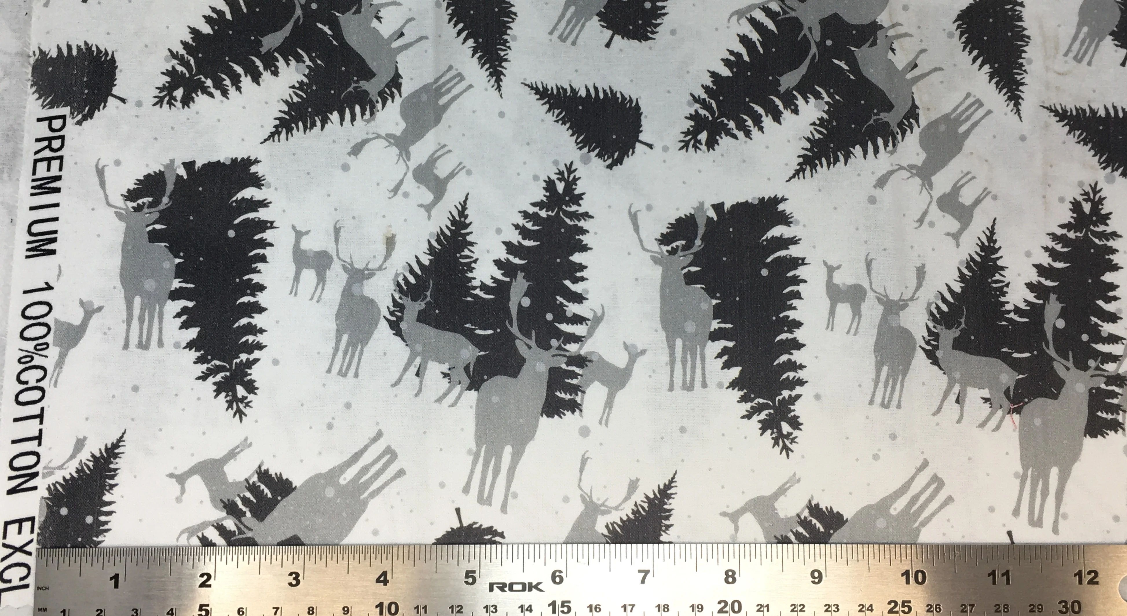 Snowy Deer and Pine Trees - 45" - 100% Cotton - Len's Mill prints - Image 3