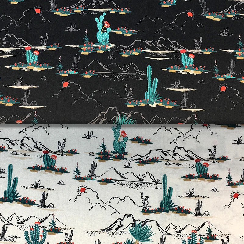 Desert Cactus landscape - 45" - 100% Cotton - Len's Mill prints