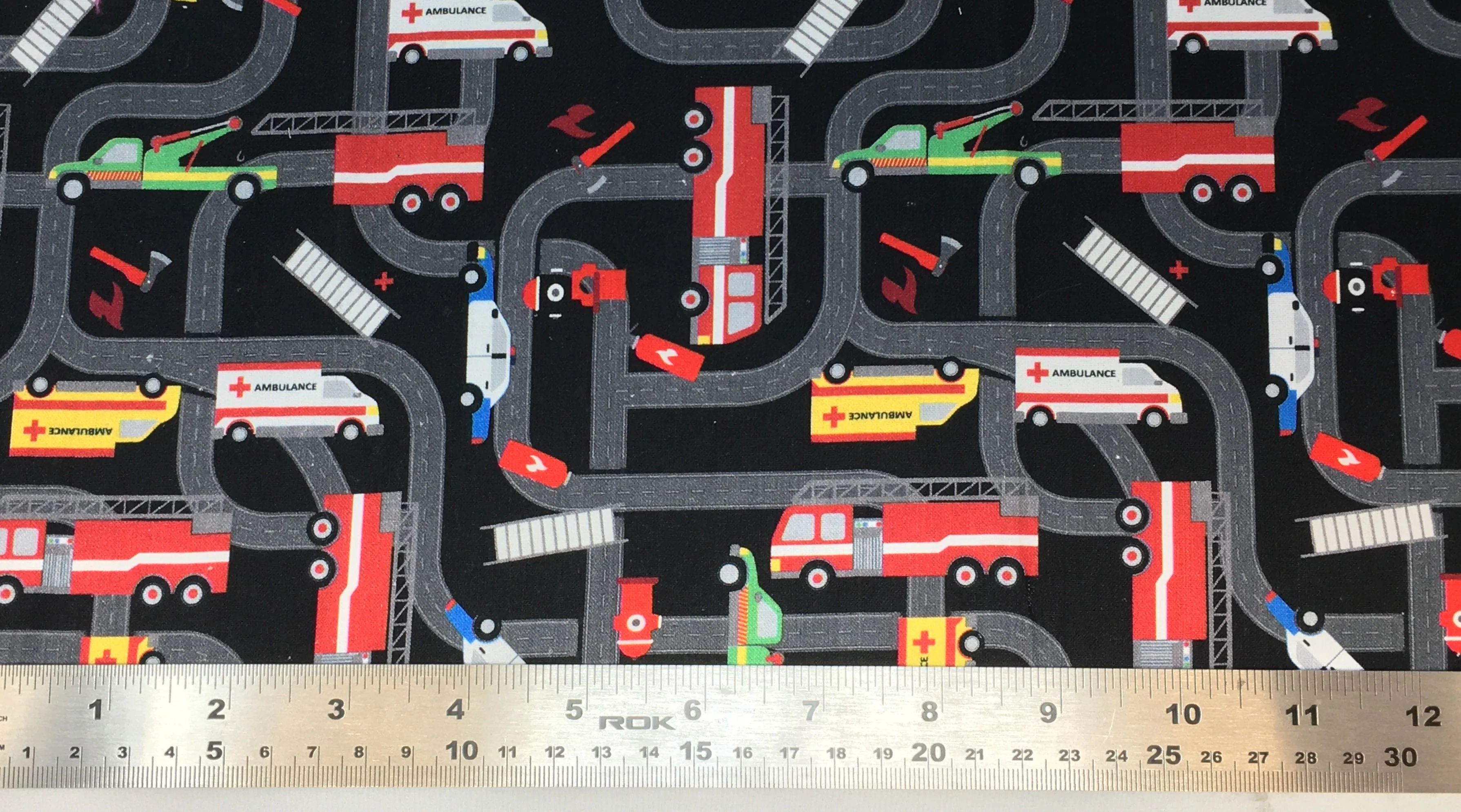 Emergency Services on the road - 45" - 100% Cotton - Len's Mill prints - Image 2