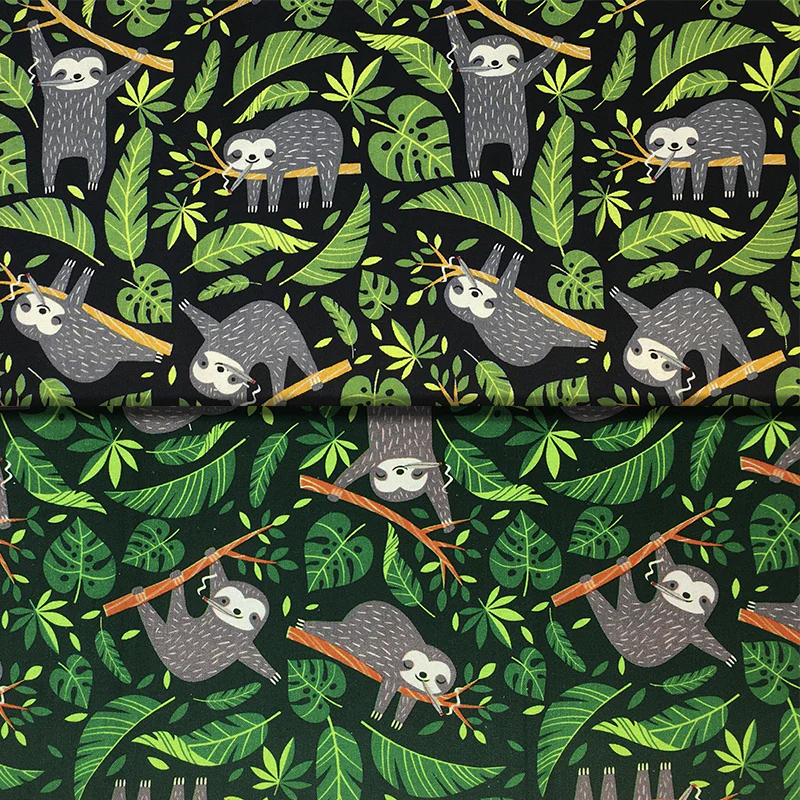 Chillin' Sloths - 45" - 100% Cotton - Len's Mill prints