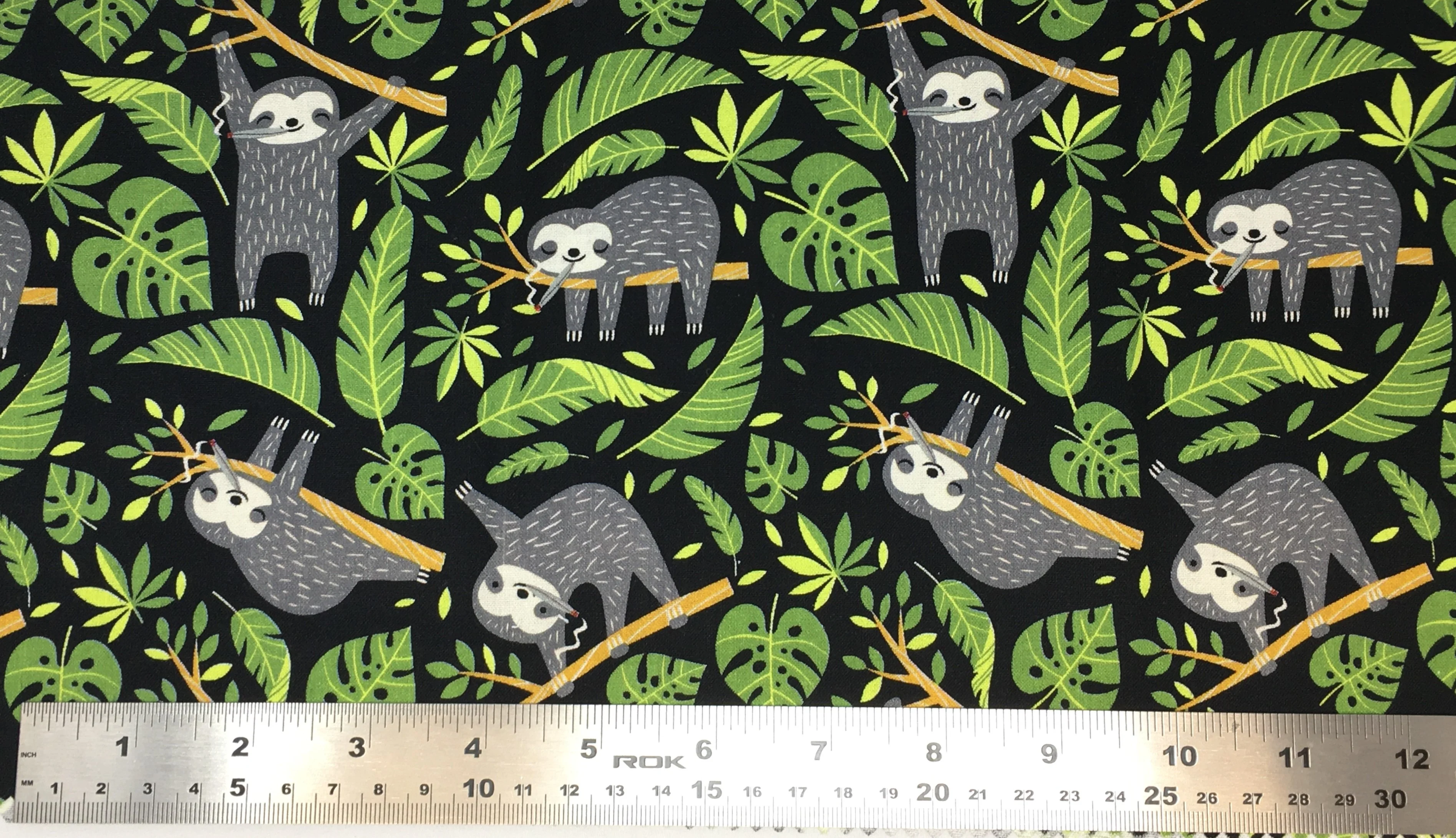 Chillin' Sloths - 45" - 100% Cotton - Len's Mill prints - Image 2