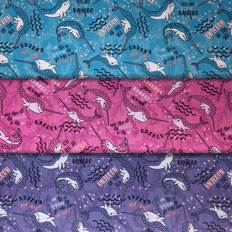 Unique Narwhal - 45" - 100% Cotton - Len's Mill prints