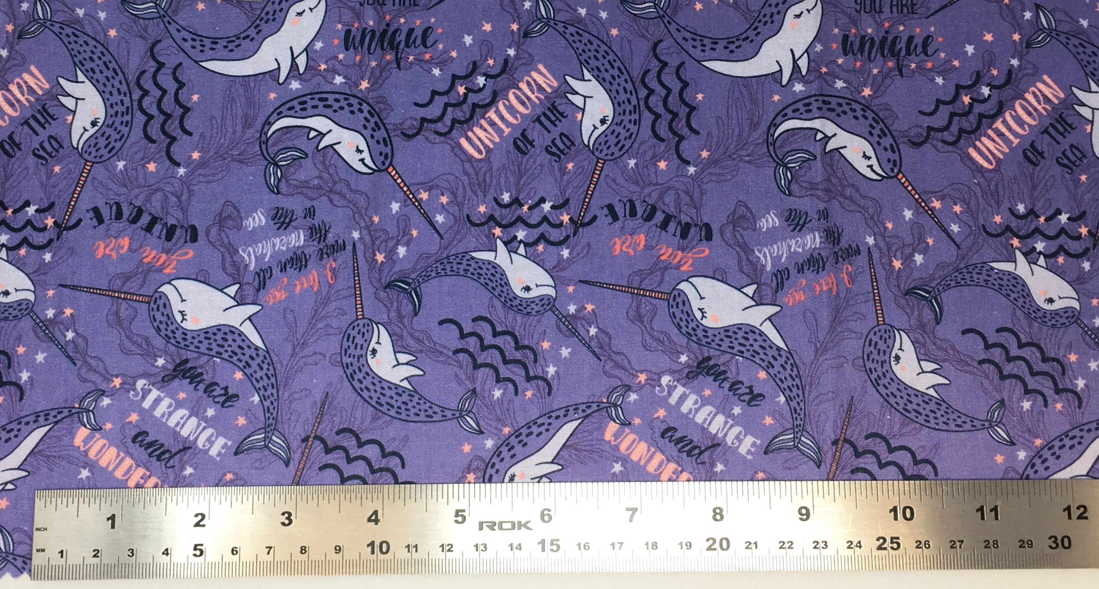 Unique Narwhal - 45" - 100% Cotton - Len's Mill prints - Image 4