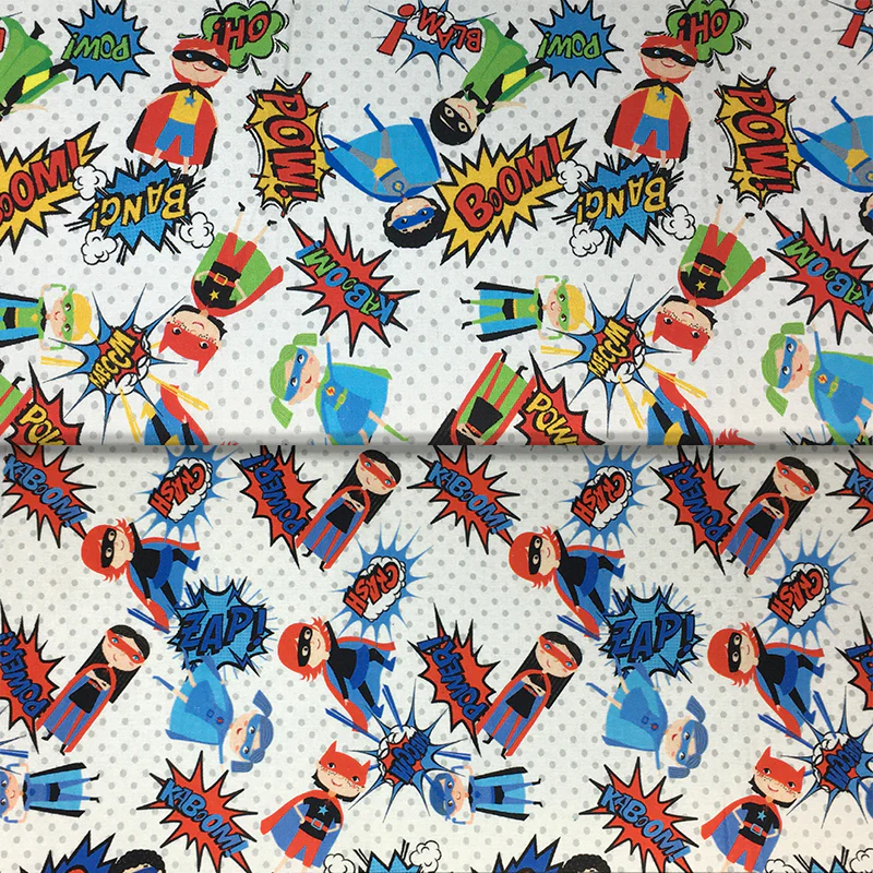 Superhero Kids Pow - 45" - 100% Cotton - Len's Mill prints