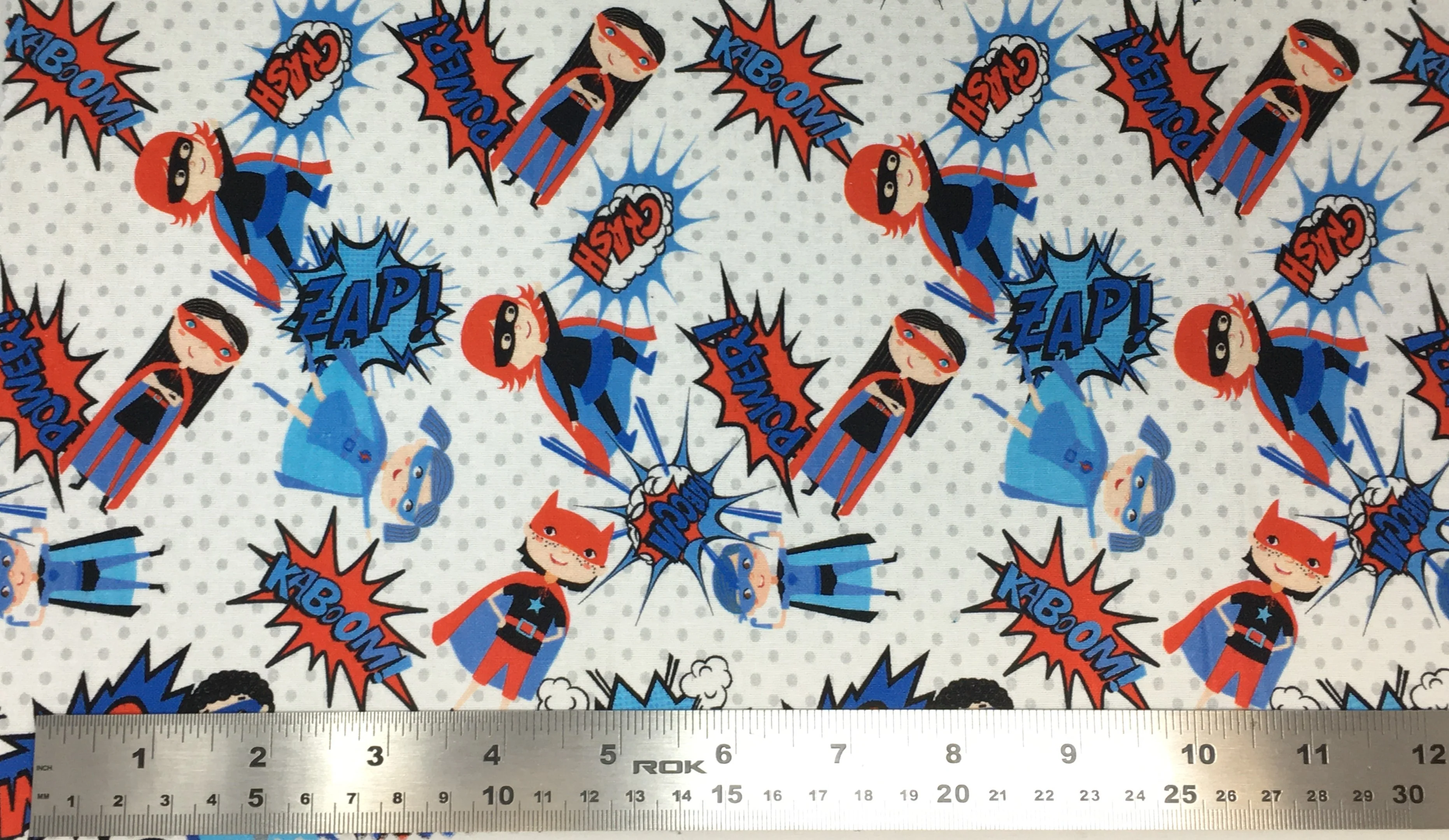 Superhero Kids Pow - 45" - 100% Cotton - Len's Mill prints - Image 2