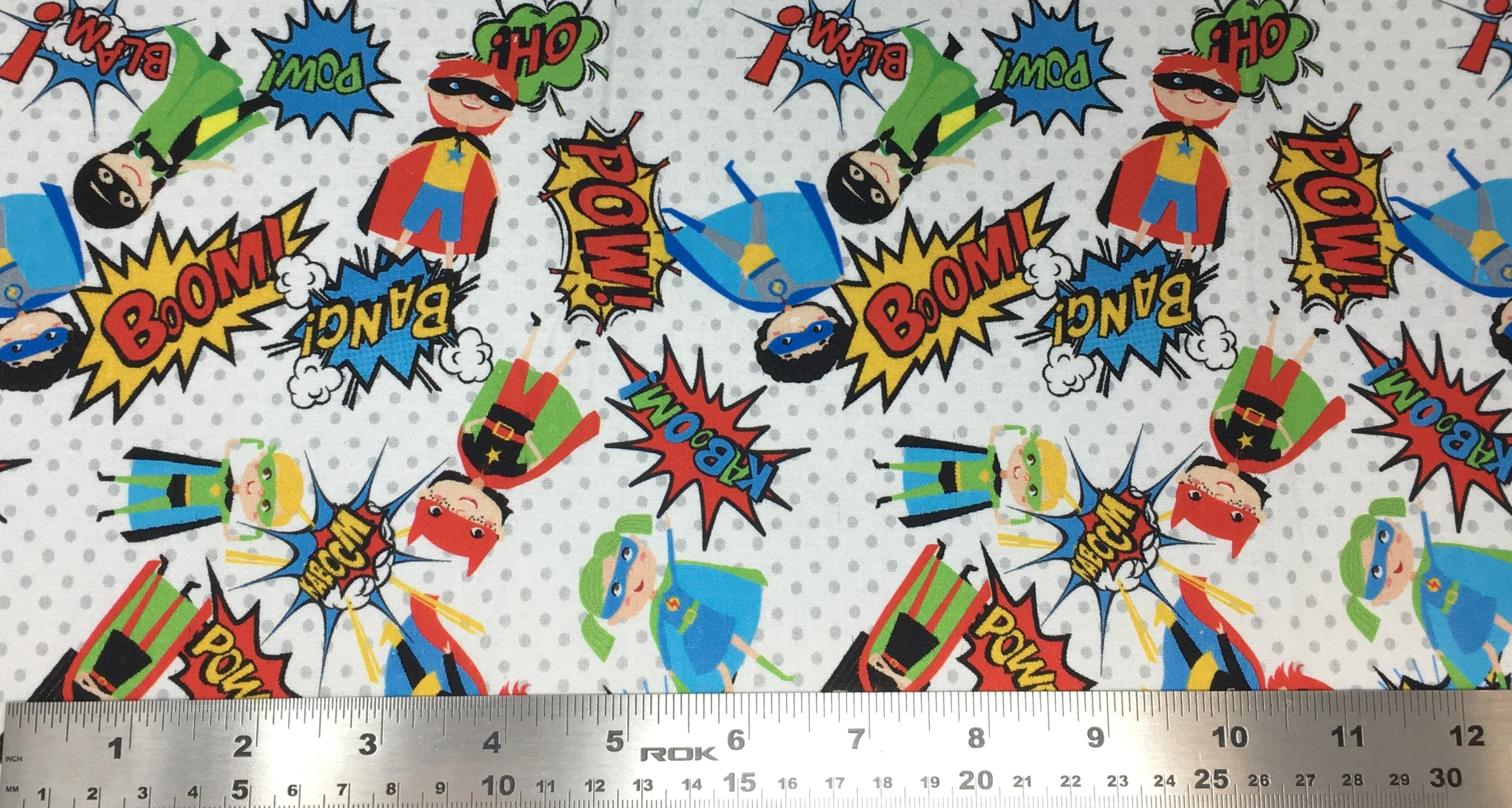 Superhero Kids Pow - 45" - 100% Cotton - Len's Mill prints - Image 3