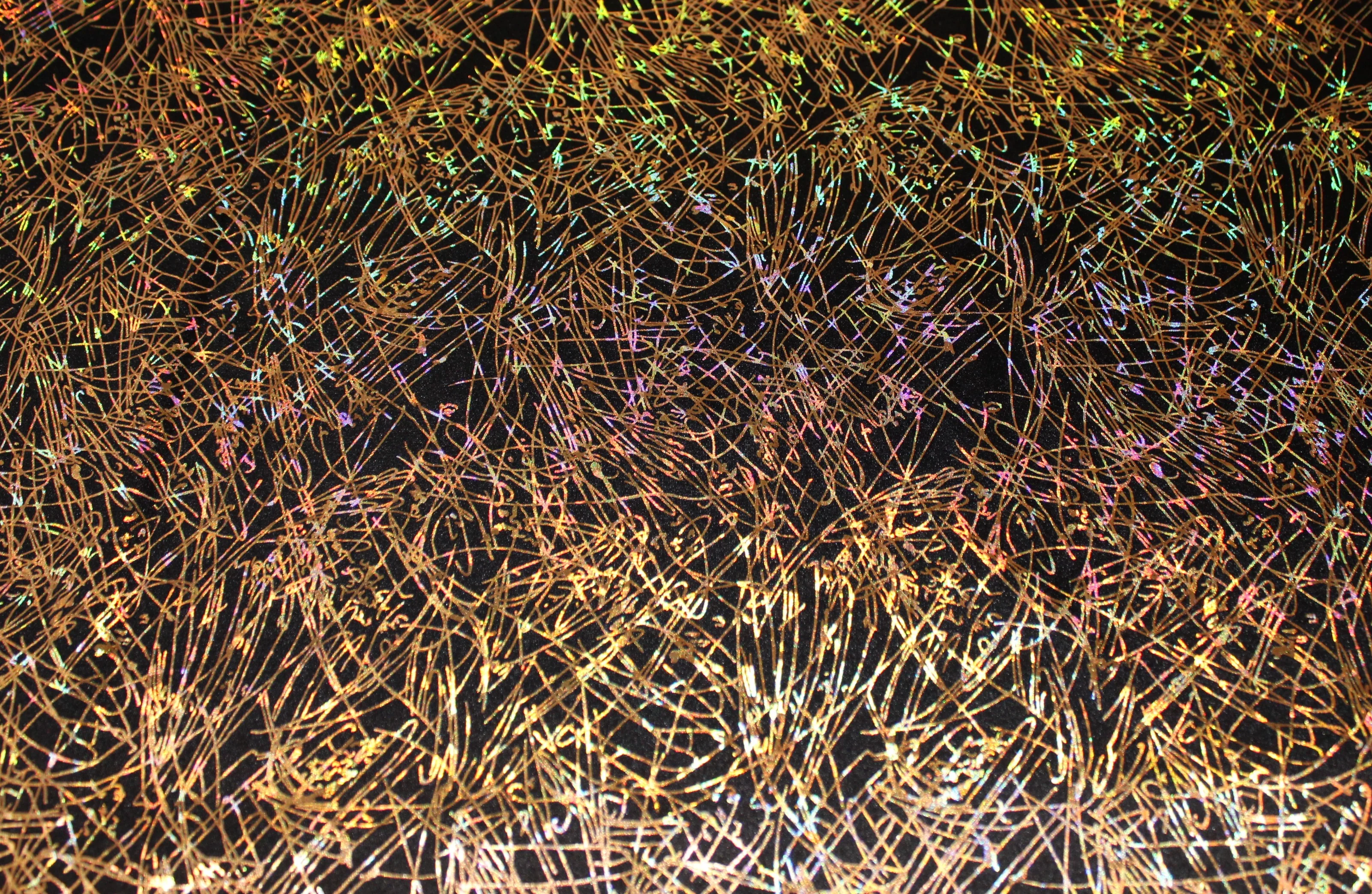 Abstract Gold Scratches Spandex - 60" - Image 2