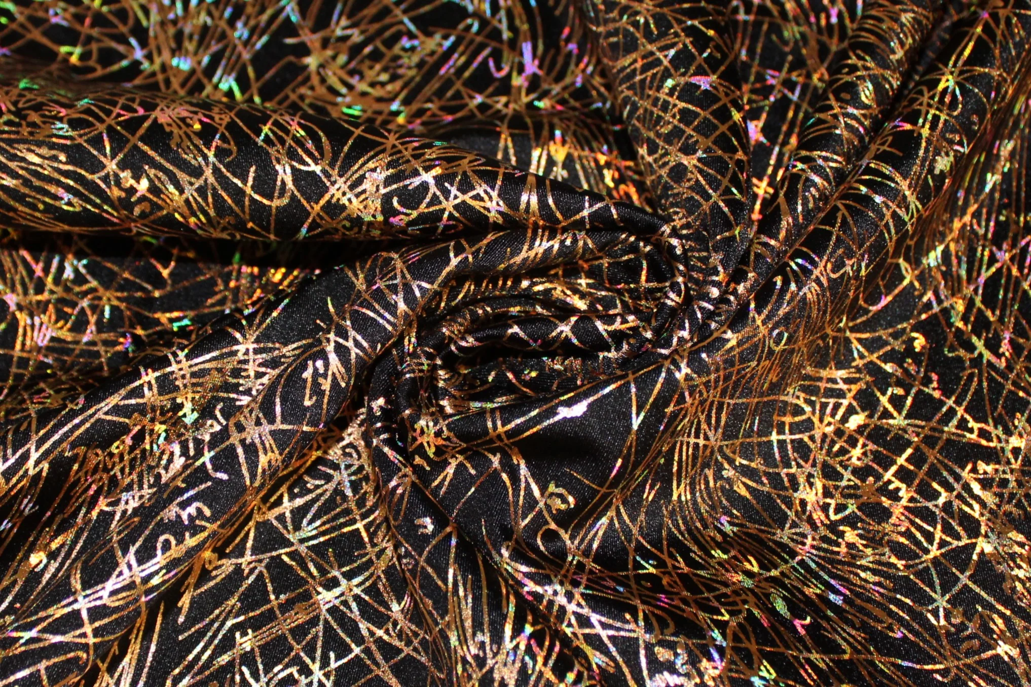 Abstract Gold Scratches Spandex - 60" - Image 4