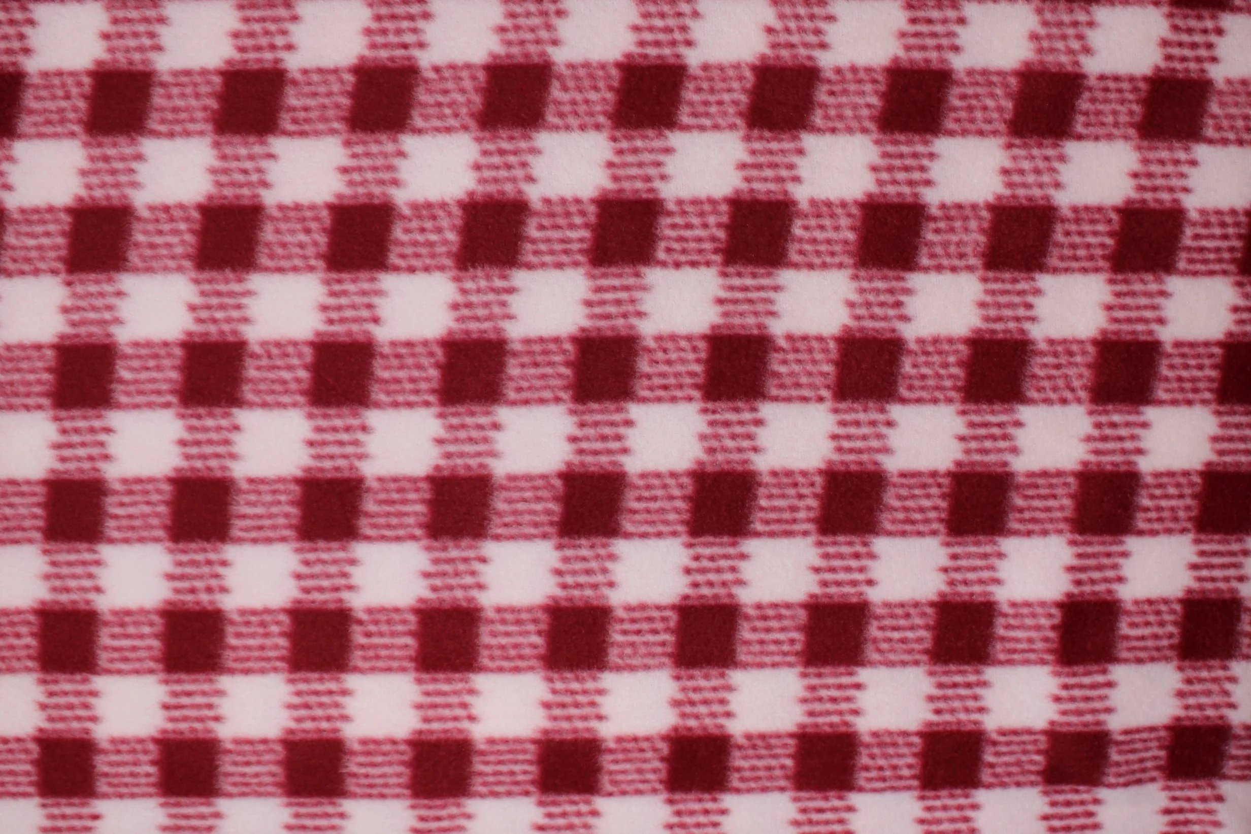 Red & Cream Plaid Fleece Print - 60" - 100% polyester - Image 2