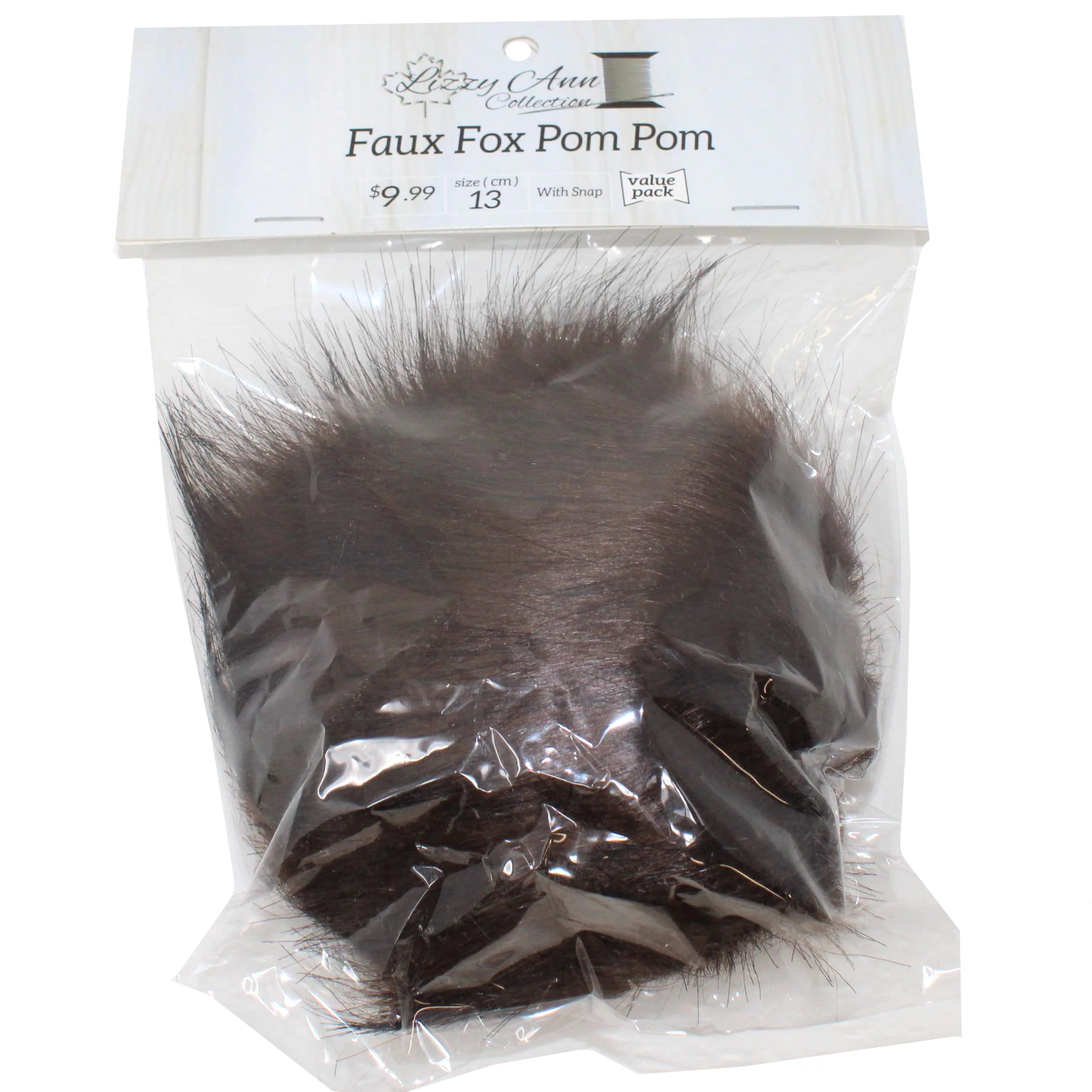 Faux Fox (Long Hair) Pom Pom with Snap - 13cm - Lizzy Ann - Image 2