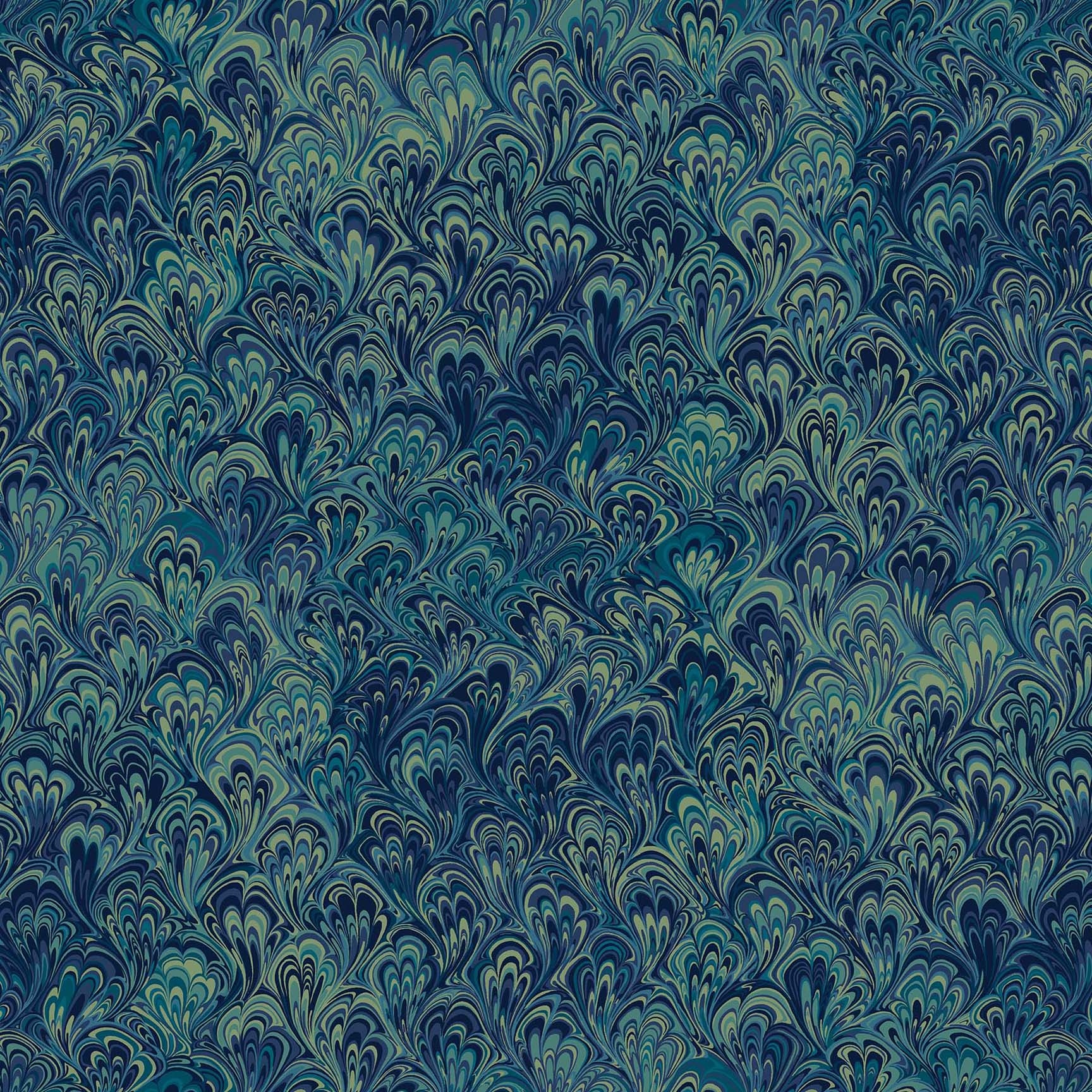 The Art of Marbling: Blue Lagoon - 44" - 100% Cotton - Image 3