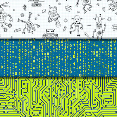 Rollicking Robots - 45" - 100% Cotton