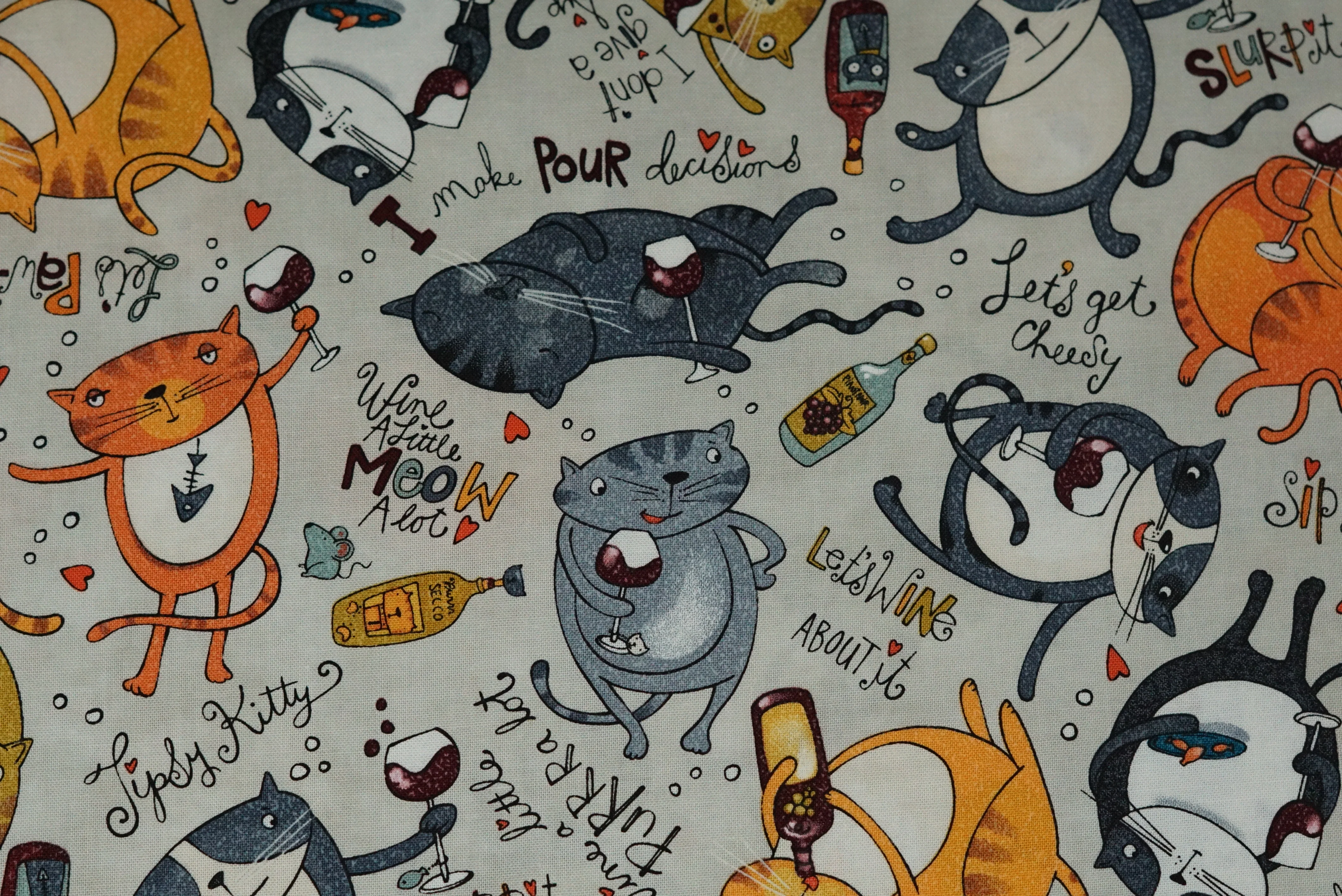 Whiskers & Wine - 44/45" - 100% Cotton - Image 5