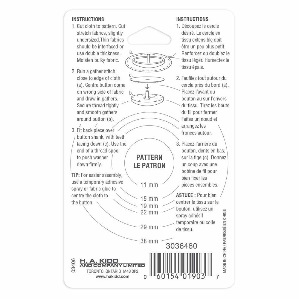 Nylon Self Cover Buttons - UNIQUE - Image 12