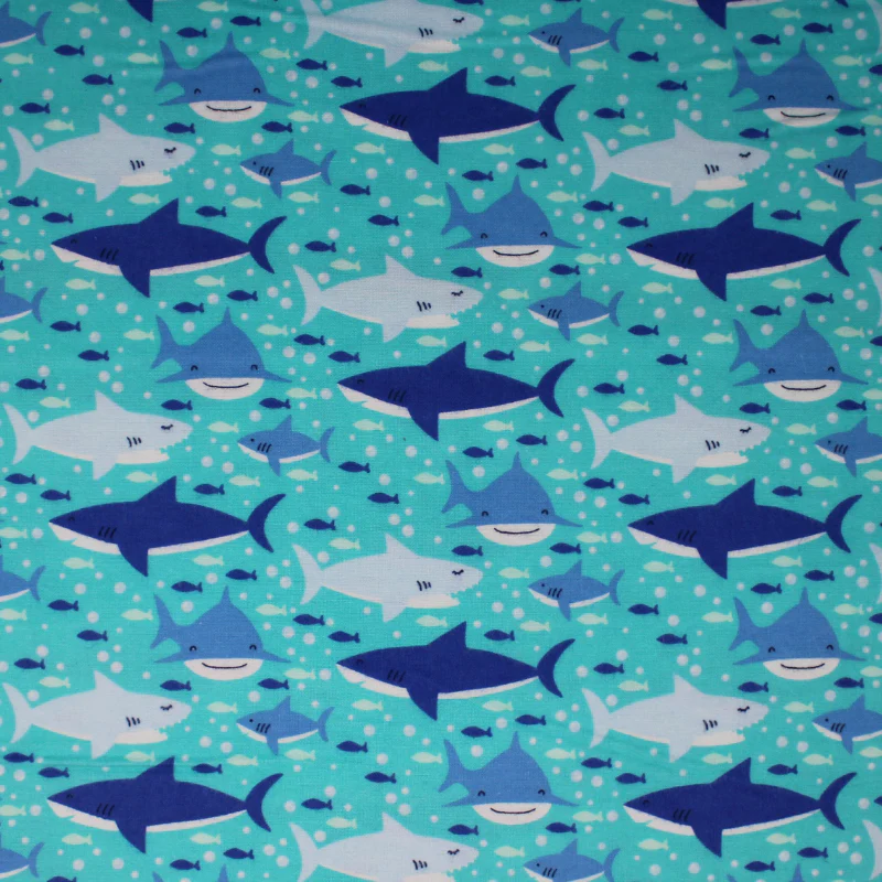Sharks - 43/44" - 100% cotton flannel