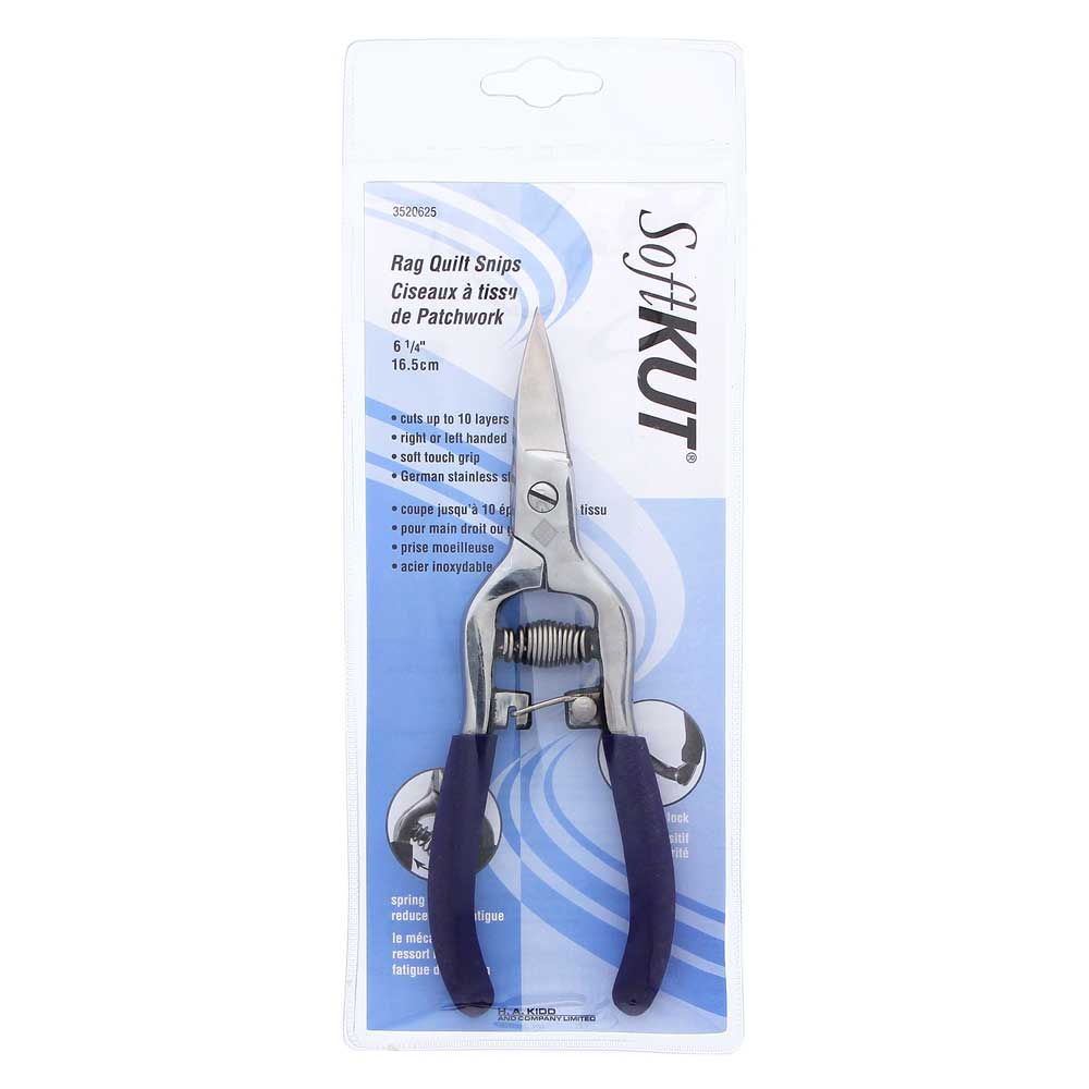Softkut Forged Stainless Steel Spring-Action Rag Scissors - 6.25"