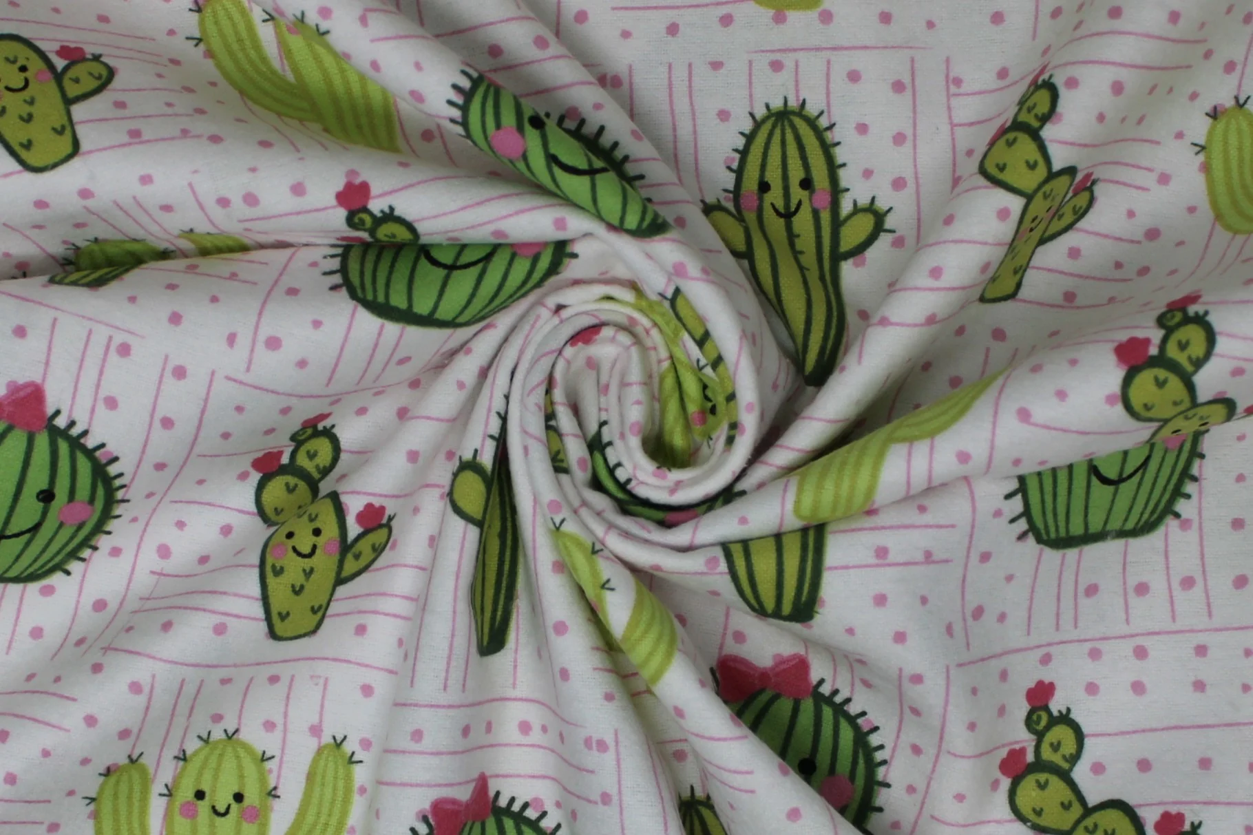 Cactus Smiling Friends - 43" -100% cotton flannel - Image 3
