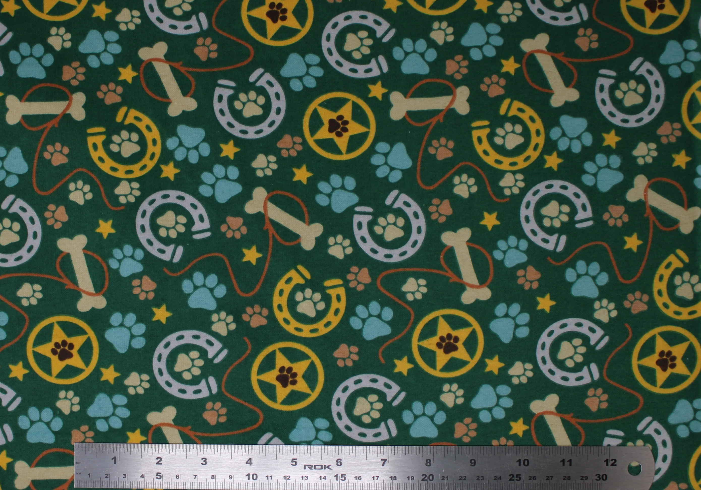Western Themed Paw Prints - 43" - 100% cotton flannel - Image 2